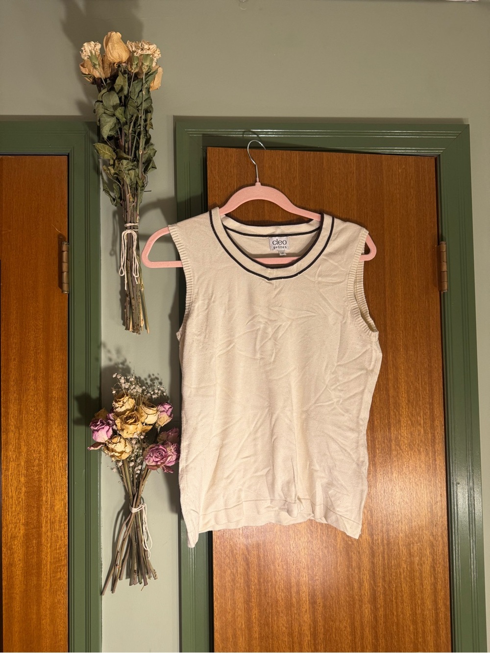 Cleo Cream and Brown Sweater Vest